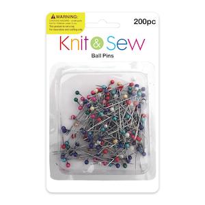 Sewing Pearl Ball Pins Asst 200pc