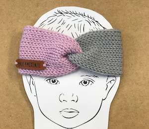 Newborn 3 Months: Pink and Grey Merino Knit Ear Warmer