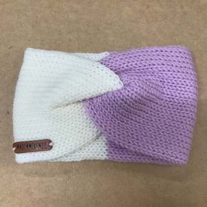 Knot By Vanessa Lynne: Cream and Pink Merino Knit Ear Warmer