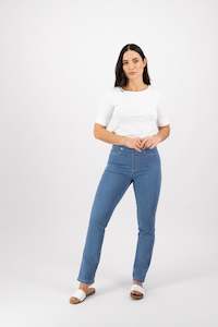 234 Mid Wash - Slim Leg Full Length Lightweight Denim Pull On