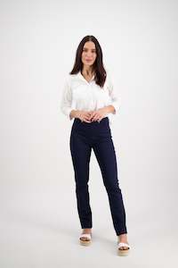 234LW Navy - Plain Slim Leg Full Length Lightweight Pull On