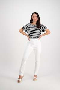 234LW White - Plain Slim Leg Full Length Lightweight Pull On