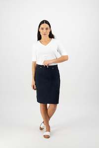 372AVP Navy - Poplin Skirt with Back Vent