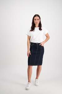 372CS Indigo Denim - Contrast Stitch Denim Skirt