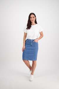 372CS Light Denim - Contrast Stitch Denim Skirt