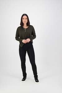 230 Black Denim - Skinny Leg Full Length Denim Pull On