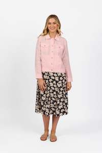 Jackets All: 2026A Light Pink - Linen Jacket with Frayed Seams