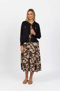 Jackets All: 2047N Black - Jacket with Frill Hem