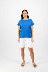 4363 Cobalt - Drop Sleeve Top with Stepped Hem