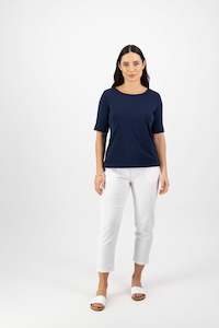 4262 Navy - Boat Neck Top