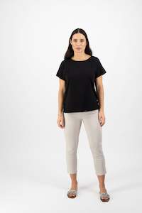 Tops All 1: 4363 Black - Drop Sleeve Top with Stepped Hem