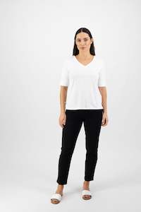 Tops All 1: 4264 White - V Neck Top