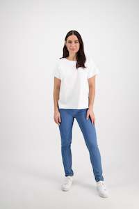 4363 White - Drop Sleeve Top with Stepped Hem