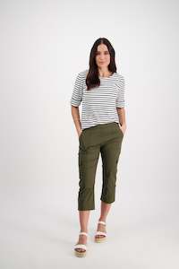 5710P Khaki - Poplin Pull On Cargo Pant