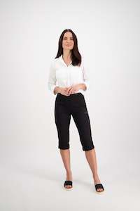 5710P Black - Poplin Pull On Cargo Pant