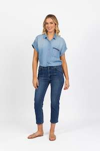 5014 Blue Denim - Slim Leg Ankle Grazer Jean