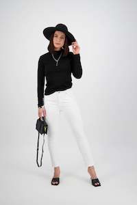 5825 White Denim - Skinny Leg Ankle Grazer Jean with Rhinestones