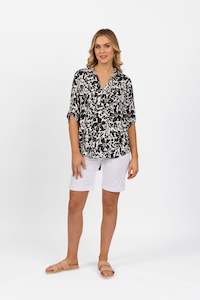 4038 Coco - Open Placket Shirt with Button Tab Sleeve