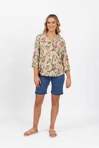 4038 Capri - Open Placket Shirt with Button Tab Sleeve