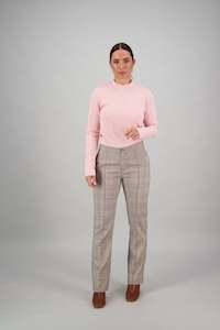 5008 Pink Check - Slim Leg Full Length Pant