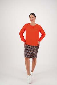 Tops Outlet 1: 4446 Sunset - Long Sleeve Top with Gathered Neckline