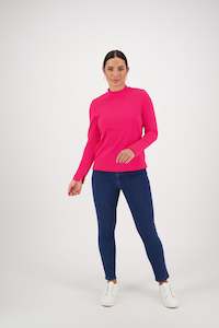 4442 Hot Pink - High Neck Top with Side Splits