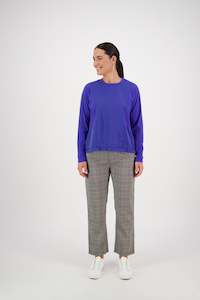 Tops Outlet 1: 4439 Royal Blue - Long Sleeve Panelled Top with Frill Hem