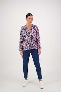 4404 Trend - V Neck Top with Front Frill and Neck Ties