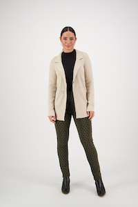 1070 Oatmeal - Blazer Style Knit Jacket with Lurex Trim