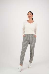 Button Up Pants Outlet: 5899A Vault - Skinny Leg Ankle Grazer Printed Pant with Elastic Back Waist