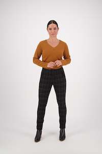 Button Up Pants Outlet: 5894 Kingston - Skinny Leg Full Length Ponti Pant with Cuff