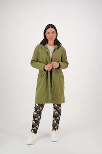 2079 Khaki - Mid Length Anorak with Ribbed Cuff and Collar Detail