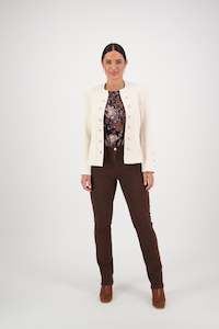 2078 Ivory - Military Style Jacket with Button Front Detail