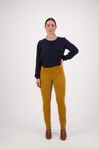 Pull On Pants Outlet: 230M Mustard - Skinny Leg Full Length Pinwale Cord Pull On