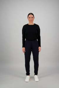 5956 Ink - 100% Merino Relaxed Pull On Pant with Elastic Cuff