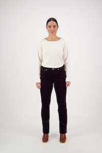 Button Up Pants Permanent: 5911M Mulberry - Straight Leg Full Length Pinwale Cord Pant with Fly