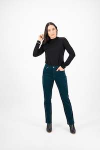 5911M Peacock - Straight Leg Full Length Pinwale Cord Pant with Fly