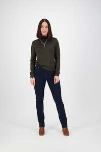 5719 Indigo Denim - Slim Leg Full Length Jean with Heavy Top Stitch