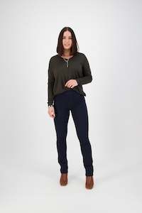 234K Carbon - Slim Leg Full Length Knit Denim Pull On