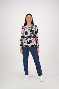 4310 Muse - Long Sleeve Round Neck Printed Knit Top