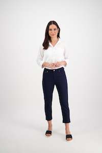 5509LW Navy - Plain Lightweight Skinny Leg 7/8 Length Pant with Fly