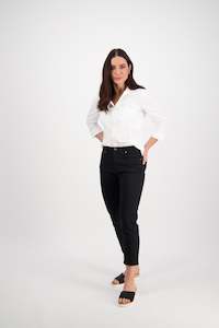 5509LW Black - Plain Lightweight Skinny Leg 7/8 Length Pant with Fly