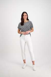 5509LW White - Plain Lightweight Skinny Leg 7/8 Length Pant with Fly