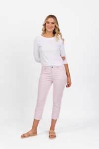 5509LW Pink Gingham - Printed Lightweight Skinny Leg 7/8 Length Pant with Fly