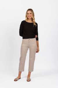 5973LW Pumice - Plain Lightweight Slim Leg 7/8 Length Pant With Fly