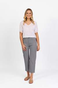 5973LW Nori - Plain Lightweight Slim Leg 7/8 Length Pant With Fly