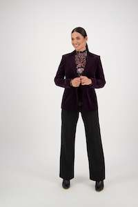 Blazers All: 2063M Mulberry - Shaped Lined Cord Blazer with Back Vent and Button Cuff Detail