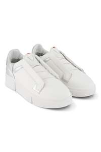 Footwear: VS-004 White/Silver - Laceless Sneaker