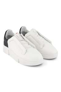 VS-003 White/Black - Laceless Sneaker