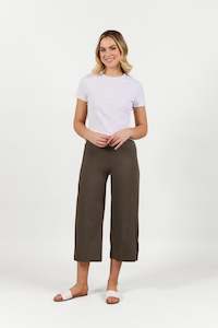 P6426 Khaki - Paris Wide Leg Crop